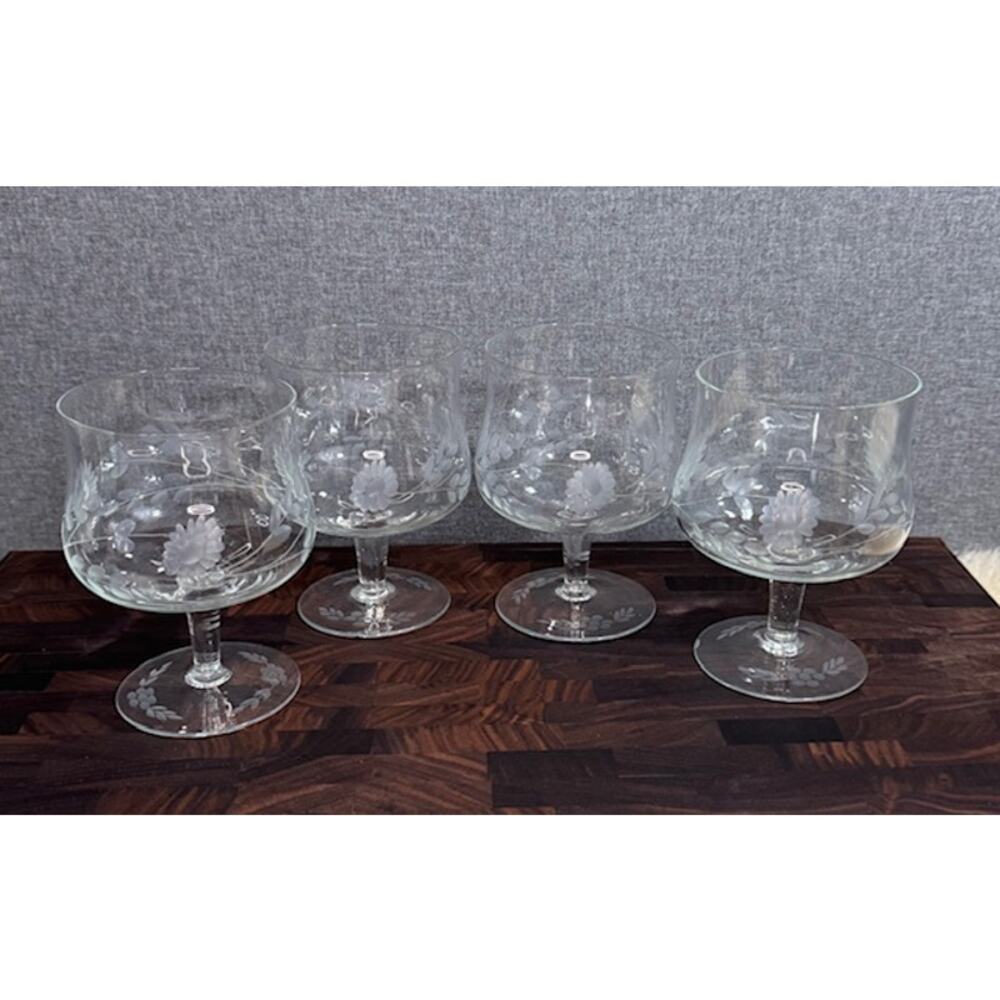 Rare Vintage Shrimp Cocktail Glass Set of Four